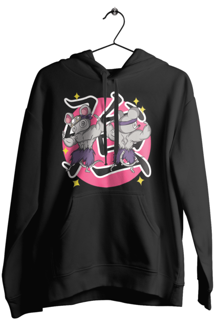 Women's hoodie with prints Demon Slayer Uzui Tengen's mice. Anime, demon slayer, kimetsu no yaiba, manga, mice, serial, tengen, tengen uzui, uzui. 2070702