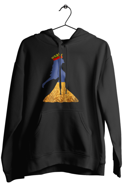 Жіноче худі з принтом "Україна". Вінок, дівчина, дівчинка, жовтий синій, жовто-блакитне, маки, національні кольори, небо, пшеничне поле. 2070702