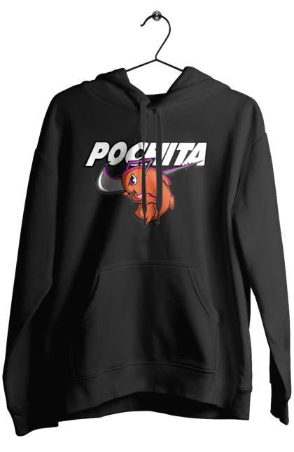 Женское худи с принтом Человек Бензопила Почита. Anime, chainsaw man, manga, pochita, аниме, демон, манга, почита, сёнен, человек-бензопила. 2070702