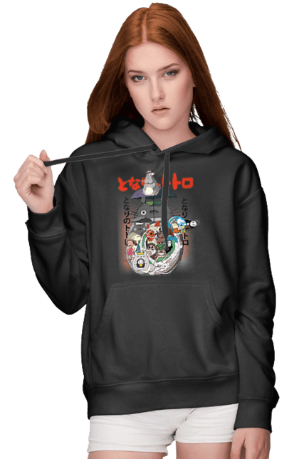 Women's hoodie with prints Totoro. Adventures, anime, comedy drama, fantasy, film, my neighbor totoro, tv series. 2070702