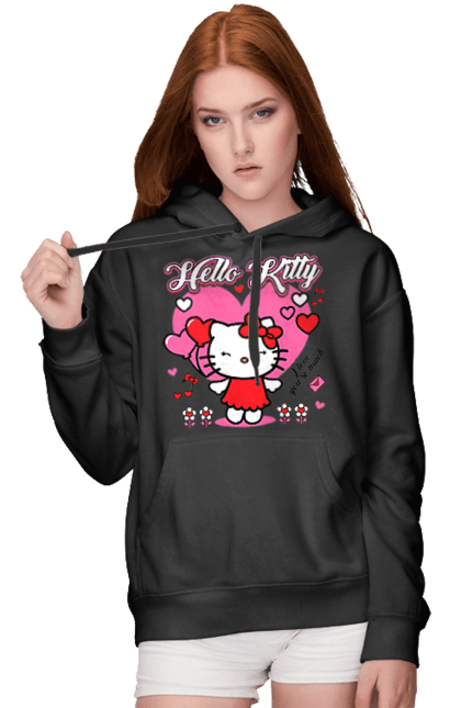 Women's hoodie with prints Hello Kitty. Brand, cat, character, hello kitty, kitten. 2070702