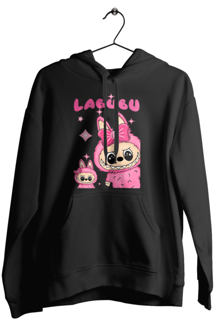 Жіноче худі з принтом "Лабубу". Іграшка лабубу, лабубу, лабубу кока кола, мерч лабубу, мила, рожева лабубу, смішна лабубу. 2070702