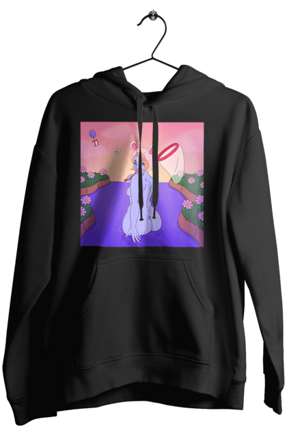 Жіноче худі з принтом "Фіолетова Дівчина На Полюванні". Гола, дівчина, сачок. 2070702