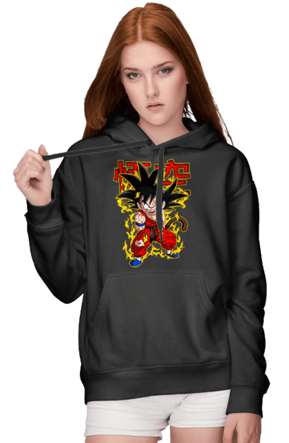 Женское худи с принтом Жемчуг дракона Сон Гоку. Anime, dragon ball, manga, son goku, tv series, аниме, гоку, жемчуг дракона, манга, сон гоку. 2070702