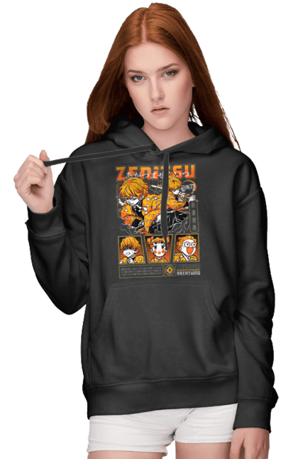 Women's hoodie with prints Demon Slayer Zenitsu. Anime, demon slayer, kimetsu no yaiba, manga, serial, zenitsu, zenitsu agatsuma. 2070702