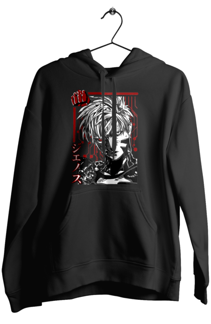 Women's hoodie with prints One Punch Man Genos. Anime, comedy, cyborg, demon, demon cyborg, genos, manga, one punch man, parody, superheroes. 2070702