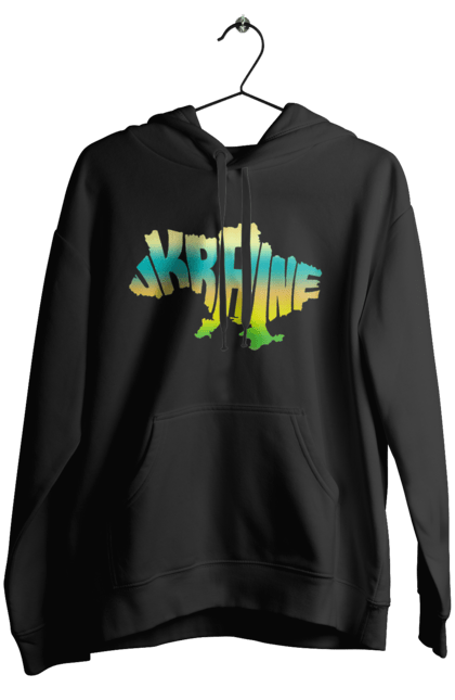 Жіноче худі з принтом "Україна силует кольоровий". Карта україни, люблю україну, силует україни, символ україни, україна, українська символіка. 2070702