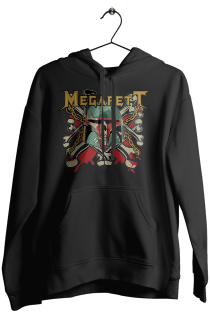 Женское худи с принтом Megafett. Boba fett, megadeth, megafett, боба фетт, звездные войны, клон, охотник за головами. 2070702