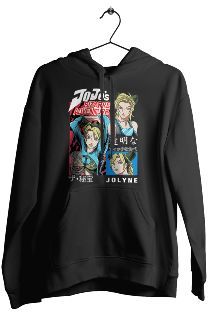 Women's hoodie with prints JOJO Jolyne Cujoh. Anime, jojo, jojo`s bizarre adventure, jojo’s bizarre adventure, jolyne cujoh, manga. 2070702