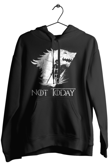 Women's hoodie with prints Game of Thrones Arya. Arya, game, got, not today, stark, starks, thrones, tv show, wolf, wolves. 2070702