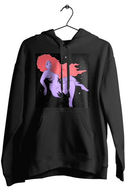 Жіноче худі з принтом "Фіолетова Дівчина В Чорній Дирі". Дівчина, лапають. 2070702