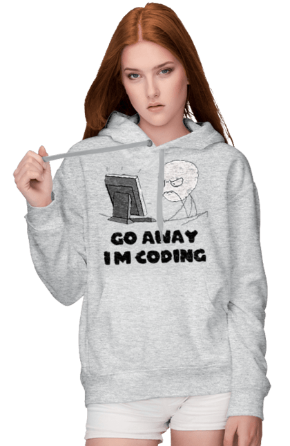 Жіноче худі з принтом "Іди Я кодую". Айті, айтішник, для айтішника, для програміста, йди я кодую, майстер коду, подарунок айтішнику, подарунок програмісту, програміст, розробник. CustomPrint.market