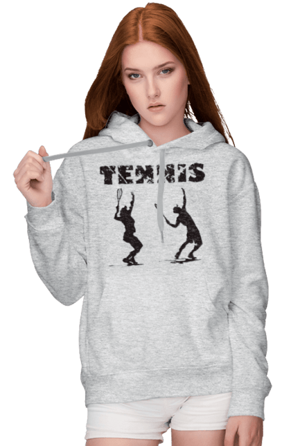 Жіноче худі з принтом "Теніс". Великий теніс, гравці, грунт, м`яч, призовий фонд, ракетка, спонсор, турнір на ґрунті, турнірна сітка. aslan