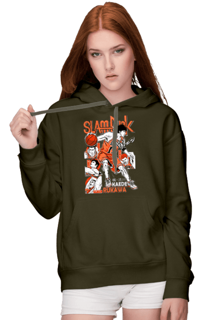 Women's hoodie with prints Slam Dunk Kaede Rukawa. Anime, basketball, comedy, kaede rukawa, manga, school, shonen, slam dunk, sports anime. 2070702