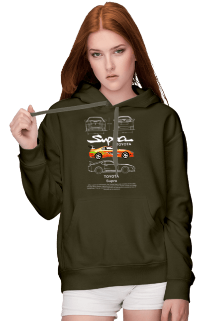 Women's hoodie with prints Toyota Supra. Automobile, car, japan, sport car, sports car, supra, toyota, toyota supra. 2070702