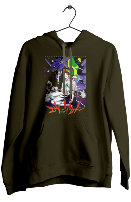 Women's hoodie with prints Evangelion. Anime, evangelion, eve, kaoru, manga, neon genesis evangelion, rei ayanami, shinji. 2070702