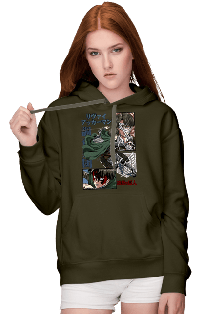 Women's hoodie with prints Attack on Titan Levi. Ackerman, anime, attack on titan, levi, manga, shingeki no kyojin, survey corps. 2070702