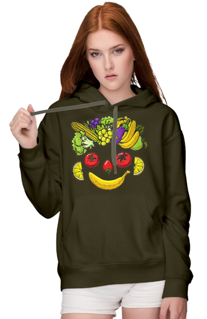 Жіноче худі з принтом "Зсж Посмішка". Зож, овоч, посмішка, фрукт. 2070702