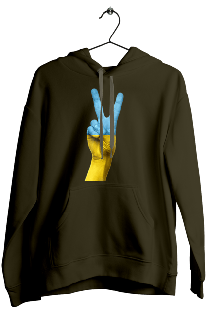Жіноче худі з принтом "Два Пальця, Світ, Україна". Мир, рука, україна. 2070702
