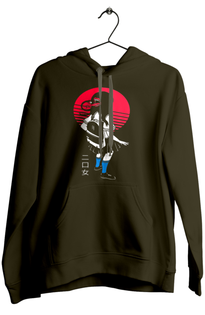 Women's hoodie with prints Two Mouthed Girl. Horror, japan, language, lips, mouth, schoolgirl, young woman. 2070702