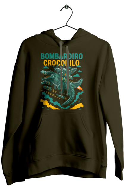 Жіноче худі з принтом "Bombardino Crocodilo". Bombardino, bombardino crocodilo, crocodilo, бомбардіно крокоділо, крокодил, крокодил літак, крокодил мем, мем, мем бомбардине крокодило. 2070702
