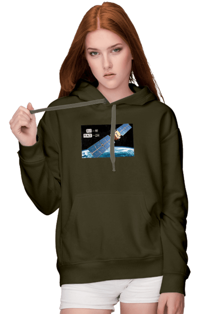 Women`s hoodie with prints Comsos for donations. Army assistance, back, cards, companion for donations, fiction, russian cunt, space, war, win. 2070702