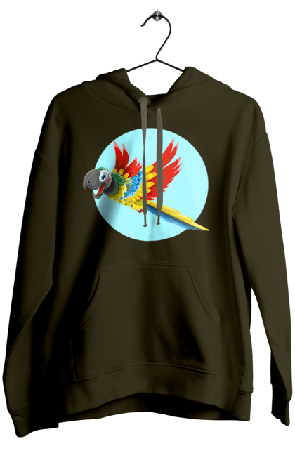 Women`s hoodie with prints Parrot. Cockatoo, colored parrot, colorful parrot, flying parrot, parrot. 2070702