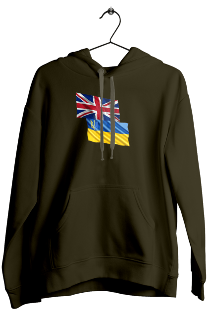 Women`s hoodie with prints Flag United Kingdom, Flag Ukraine, Support Ukraine. Flag united, flag united kingdom, global peace, great britain, kiev, national colors, national team, peace for ukraine, proud grandpa, support ukraine, ukraine, ukraine flag, ukraine war, united kingdom, war, zelensky. 2070702
