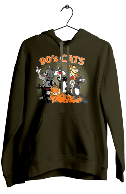 Women's hoodie with prints 90s Cats Cartoons. Animated series, cartoon, cat, cats, garfield, tom. 2070702