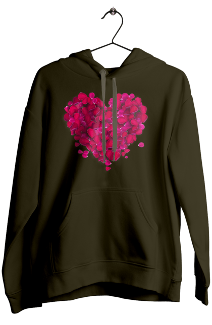 Women`s hoodie with prints Heart From Rose Petals. Petals, rose flower. 2070702