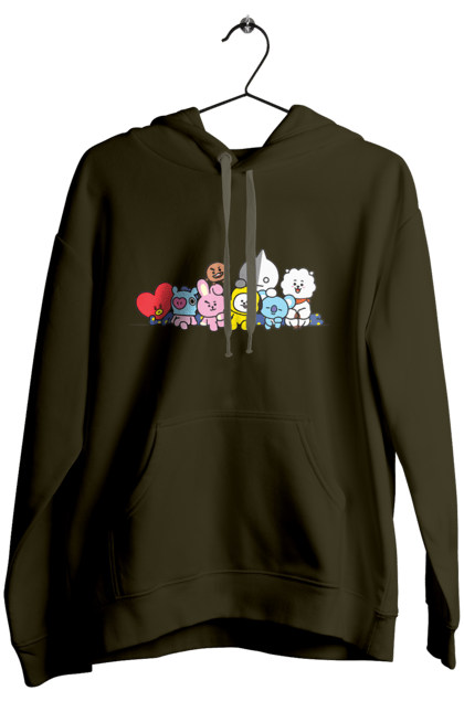 Жіноче худі з принтом "BTS & BT21". Bt21, bts, k pop, line, бт21, бтс, іграшка, к-поп, лайн, персонажі. 2070702