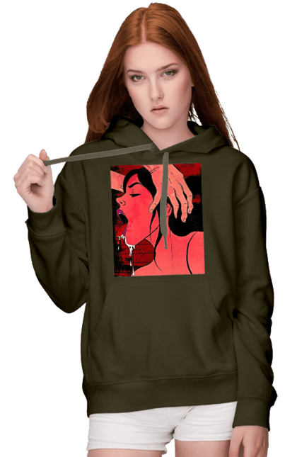 Women`s hoodie with prints Girl Sucks With Saliva. Sex, suck. 2070702