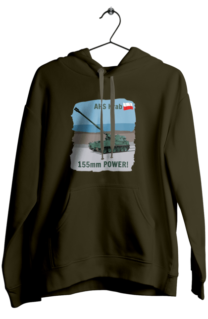 Жіноче худі з принтом "155mm Power! САУ Krab оливковий". Ahs krab, артилерія, гаубиця, краб, польща, сау. 2070702