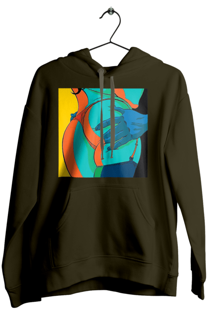 Жіноче худі з принтом "Жіноча Попа В Чоловічих Руках". Гола, жопа, ляпас. 2070702