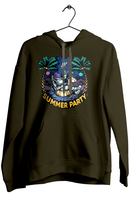 Women`s hoodie with prints Summer Party With Astronaut. Cosmonaut, space, summer. 2070702