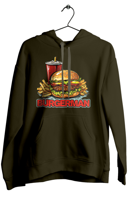 Жіноче худі з принтом "Burgerman". Бургер, для чоловіків, їжа, літні, макдональдс, прикольні, трендові, фаст фуд, чоловічі. 2070702