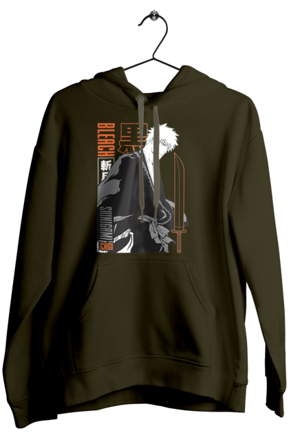 Women's hoodie with prints Bleach Ichigo Kurosaki. Anime, bleach, ichigo, ichigo kurosaki, manga. 2070702