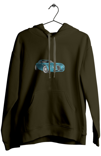 Women`s hoodie with prints Auto.7. Auto, blue, graphics, photo, retro car. 2070702