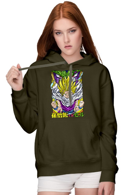 Women`s hoodie with prints Dragon Ball Gohan. Anime, dragon ball, gohan, goku, manga, tv series, vegeta. 2070702