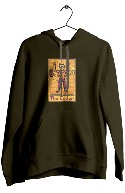 Жіноче худі з принтом "Карта таро  кодер". Ай ті, айтішник, карта таро, код, програміст, хакер. 2070702