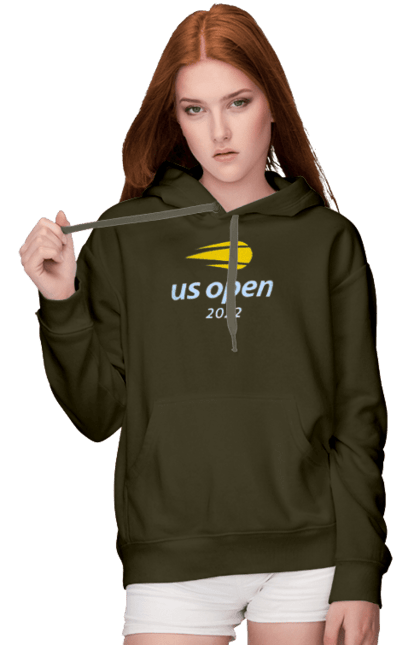 Women`s hoodie with prints US Open 2022 tennis tournament. American championship, ball, hard, new york, open championship, players, prize fund, racket, sponsor, tennis. 2070702