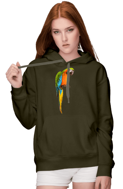 Women`s hoodie with prints Just A Parrot. Birdie, parrot. 2070702