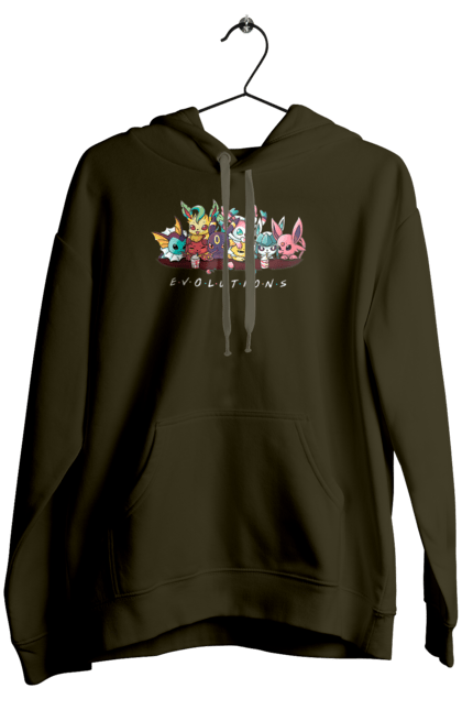 Жіноче худі з принтом "Покемон Еволюція". Аніме, відеогра, герої відеоігри, гра, для дітей, кишеньковий монстр, ловити покемонів, манга, мультики, покемон. 2070702