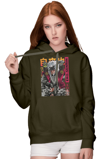 Women's hoodie with prints Naruto Jiraiya. Anime, hokage, jiraiya, manga, naruto, shinobi, shonen. 2070702