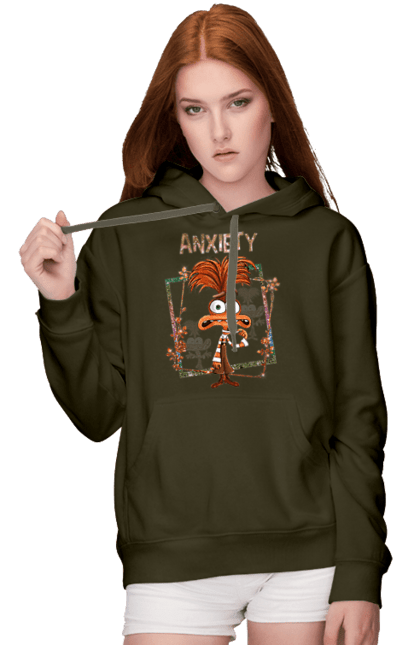 Women's hoodie with prints Inside Out Anxiety. Anxiety, cartoon, emotions, inside out, pixar. 2070702