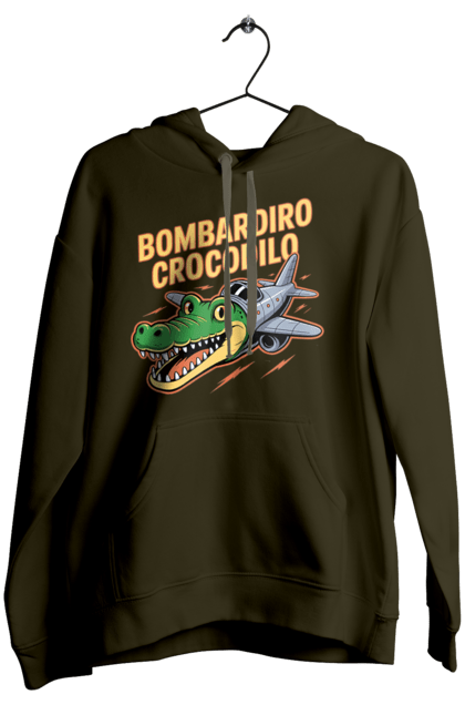 Жіноче худі з принтом "Bombardino Crocodilo". Bombardino, bombardino crocodilo, crocodilo, бомбардиро крокодило, бомбардіно крокоділо, крокодил, крокодил літак, крокодил мем, мем бомбардине крокодило, меми. 2070702