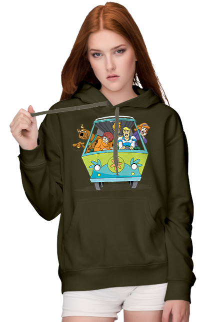 Women`s hoodie with prints Scooby Doo Machine. Car, cartoon, dog, scooby doo. 2070702