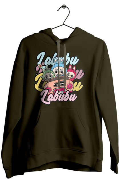Жіноче худі з принтом "Лабубу". Іграшка лабубу, лабубу, лабубу кока кола, мерч лабубу, мила, рожева лабубу, смішна лабубу. 2070702