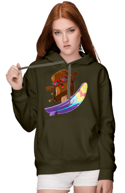 Women`s hoodie with prints Morozhenko On The Surf. Glasses, ice cream, summer, surfing. 2070702