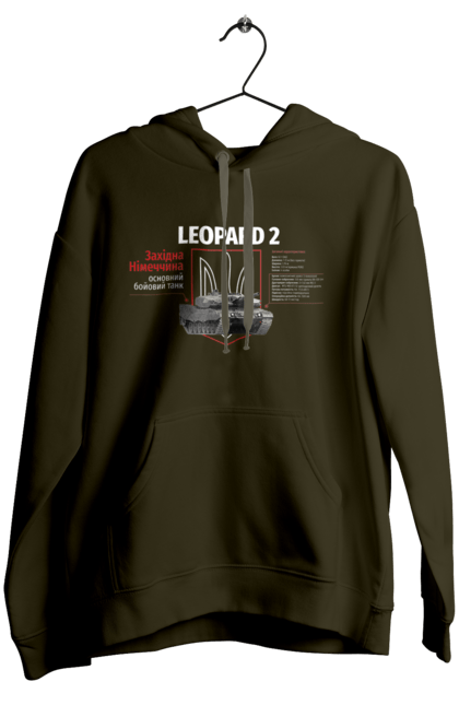 Women`s hoodie with prints Leopard 2. Industrious, leopard 2, tank, weapon. 2070702